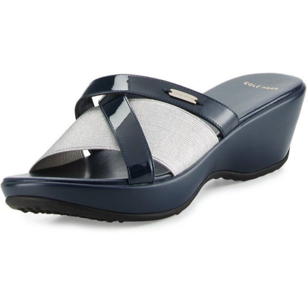 Margate Ii Crisscross Sandal Blazer Navy Blue Elastic Wedge Sandals Size 10B